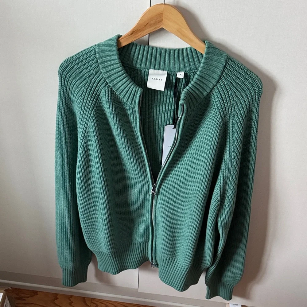 Varley Teal Zip-Up Cardigan Deep Sea - Picture 2 of 10